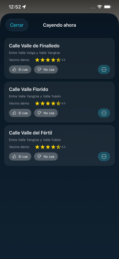 Vecinos confirmando con estrellas